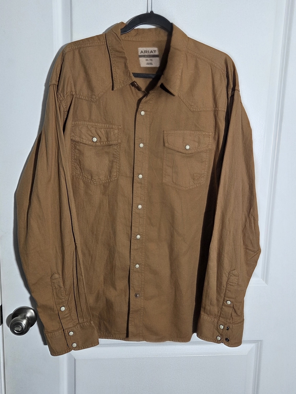 Ariat Ace Retro Mens Long-Sleeve Pearl Snap Tan Shirt XXL